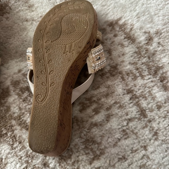 Jellypop women’s 9.5 Cork Wedge Platform Sandals Beaded Woven - Picture 4 of 8